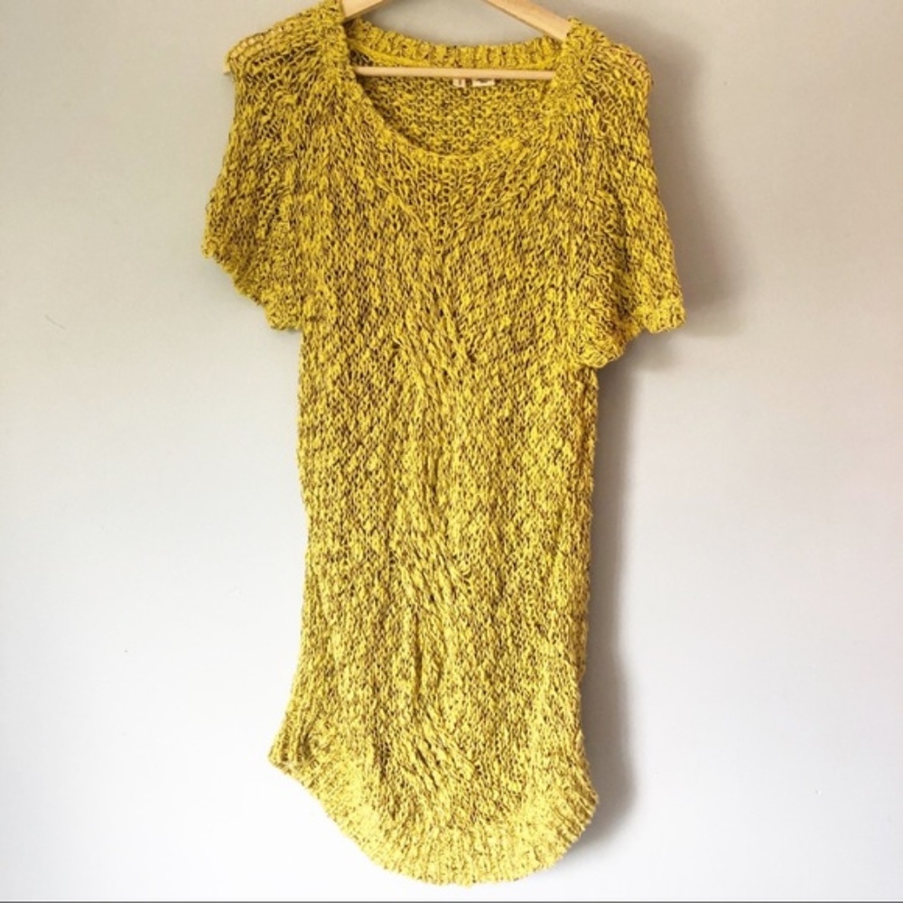 Anthropologie Moth Brand Yellow Knit Sweater Dress